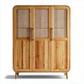 Houten kast met bamboe panelen en drie deuren 120 x 60 x 180cm