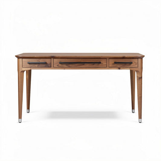 Houten bureau met drie lades afmetingen 150 x 60 x 75cm bruin