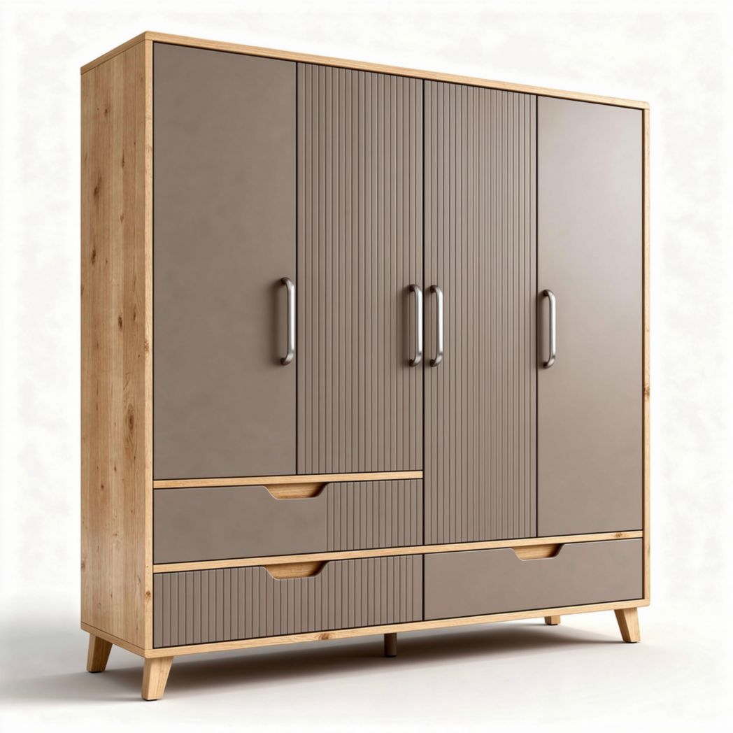 Kast van bamboe en MDF in bruin met afmetingen 150 x 45 x 160cm