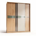 Kast van spaanplaat met spiegeldeuren en metalen handgrepen 200 x 60 x 210cm