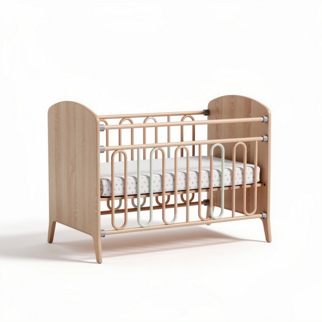 Houten kinderbed met spijlen afmetingen 120 x 60 x 90 cm naturel beits