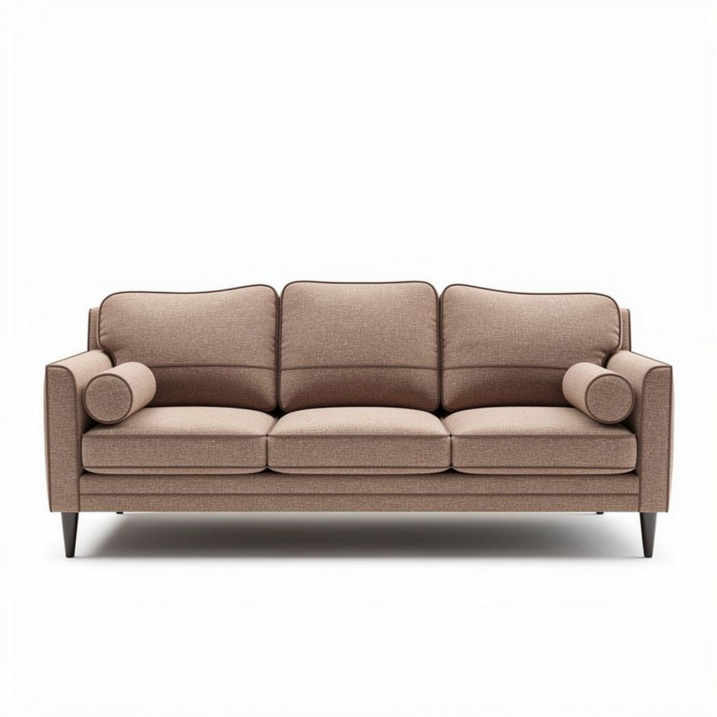 Bank van stof in bruin 210 x 90 x 85 cm met ronde kussens