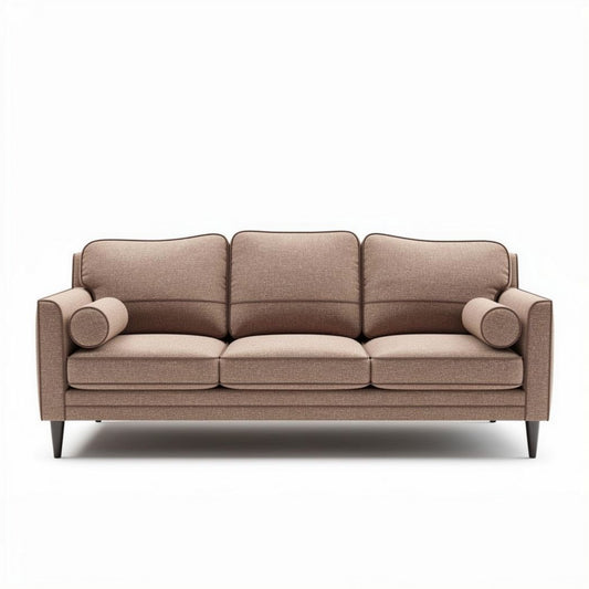 Bank van stof in bruin 210 x 90 x 85 cm met ronde kussens