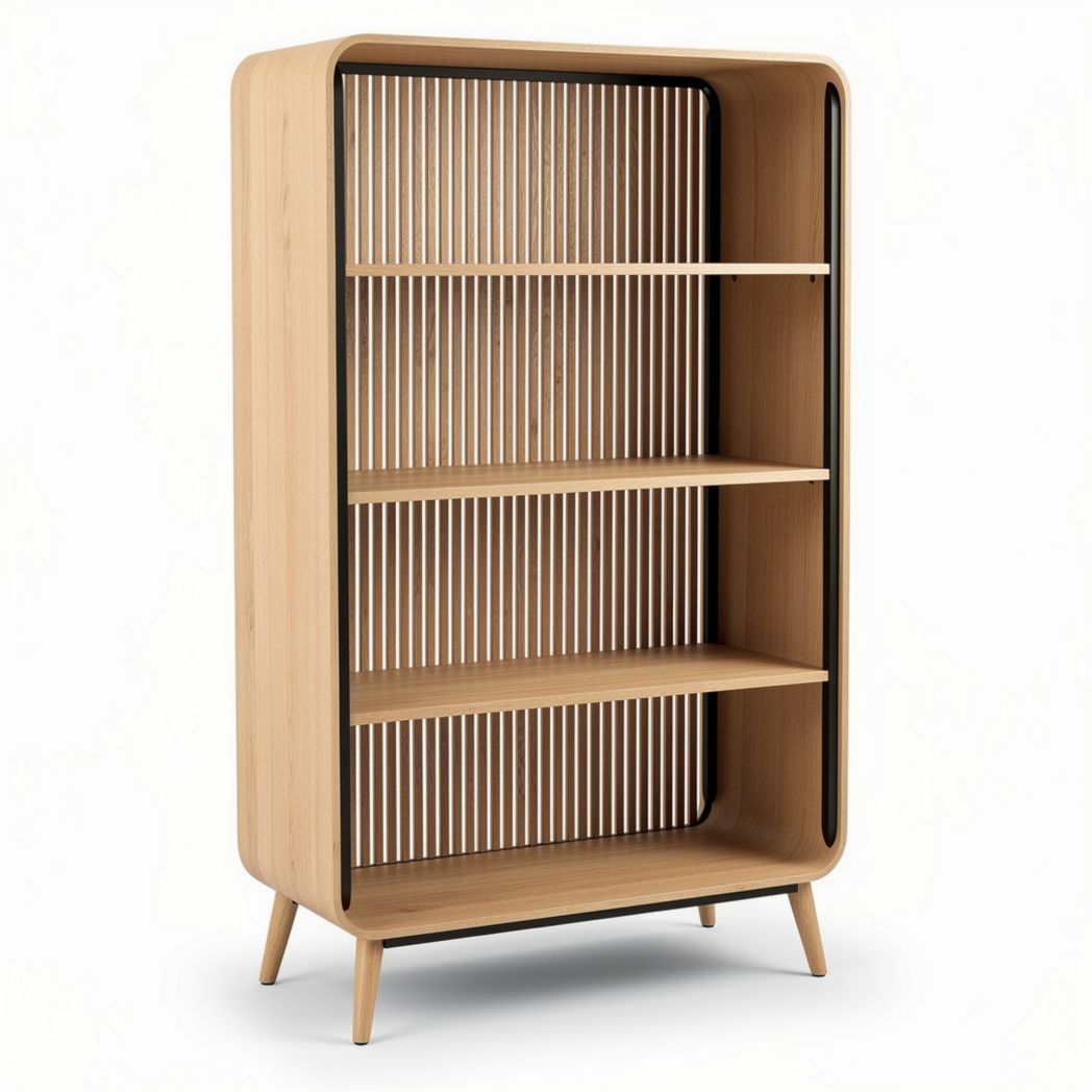 houten boekenkast met open planken en een moderne afwerking 80 x 40 x 160cm