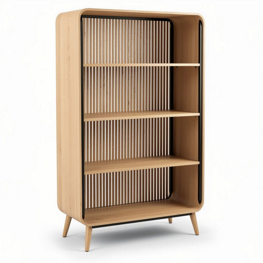 houten boekenkast met open planken en een moderne afwerking 80 x 40 x 160cm