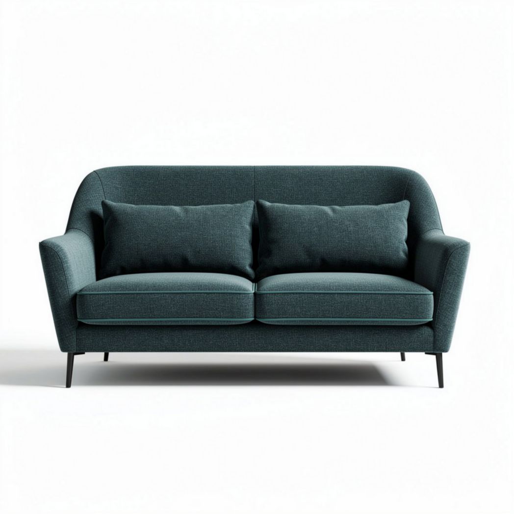 Tweed bank voor twee personen in groen met kussens 180 x 85 x 85cm