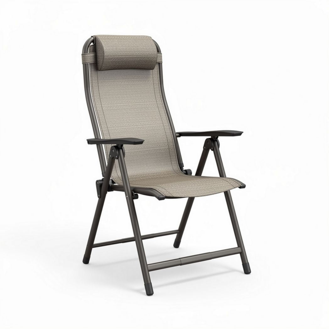Stap stilstaand verstelbare ligstoel in grijs met hoofdkussen 100 x 65 x 40cm